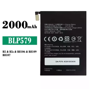 Replacement battery BLP579 for OPPO R5/R5s
