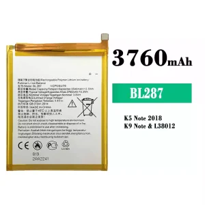 Replacement battery BL287 for Lenovo K5 Note 2018/K9 Note