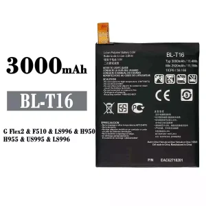 Replacement battery BL-T16 for LG G Flex2