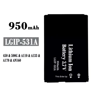 Replacement battery LGIP-531A for LG 450/500G/A110/A133/A170/AN160