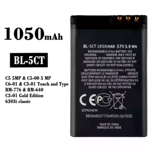 Replacement battery BL-5CT for Nokia C3-01 C6-01 C5-00 / 6303 6730c