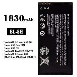 Replacement battery BL-5H for Nokia Lumia 630 / Lumia 638 / Lumia 635 / RM-974 / RM-975 / RM-1010