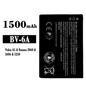 Replacement battery BV-6A for Nokia Banana 2060 / 3606 / 5250