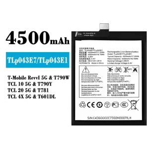 Replacement battery TLP043E7/TLP043E1 for Alcatel T-Mobile RevvI 5G/TCL 10 5G/TCL 20 5G/TCL 4X 5G