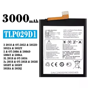Replacement battery TLP029D1 for Alcatel 3 2018 / 3L 2018  / 3x 2018