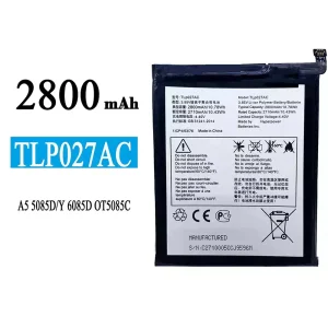 Replacement battery TLP027AC for Alcatel A5 5085D/Y 6085D OT5085C