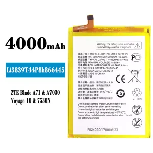 Replacement battery Li3839T44P8h866445 for ZTE Blade A71
