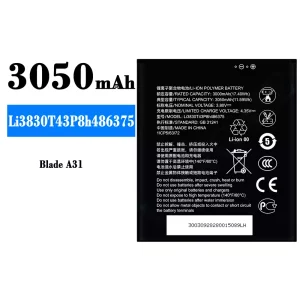 Replacement battery Li3830T43P8h486375 for ZTE Blade A31