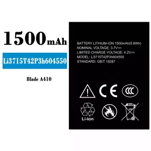 Replacement battery Li3715T42P3h604550 for ZTE Blade A410
