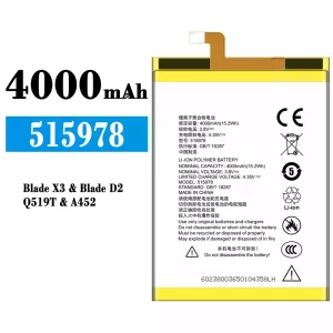 Replacement battery 515978 for ZTE Blade X3/Blade D2