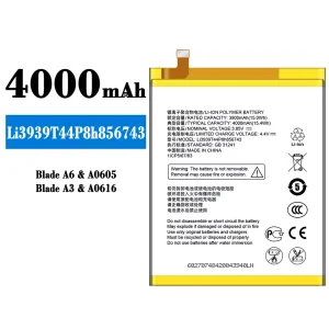 Replacement battery Li3939T44P8h856743 for ZTE Blade A6/A3