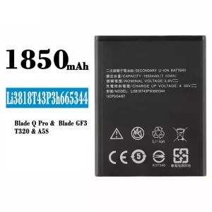 Replacement battery Li3818T43P3h665344 for ZTE Blade Q Pro/Blade GF3/T320/A5S