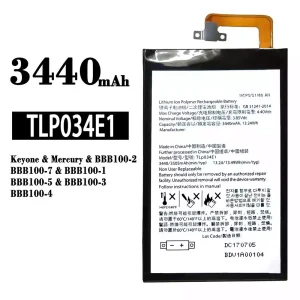Replacement battery TLP034E1 for BlackBerry Keyone