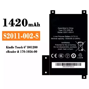 Replacement battery S2011-002-S for Amazon Kindle touch 6" D01200 eReader/170-1056-00