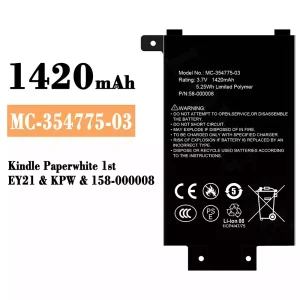 Replacement battery MC-354775-03 for Amazon Kindle Paperwhite 1st /158-000008