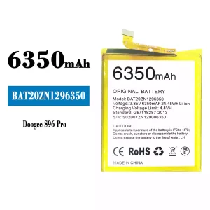Replacement battery BAT20ZN1296350 for Doogee S96 Pro