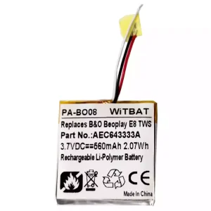 Replacement Bluetooth Headphone battery for B&O B'eoplay E8, Be'oplay E8 TWS Case,AEC643333A